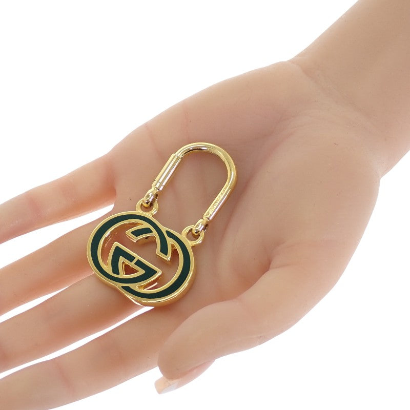 グッチ GUCCI GGキーリング オールドグッチ キーホルダー メタル ゴールド グリーン ユニセックス【中古】【ABランク】