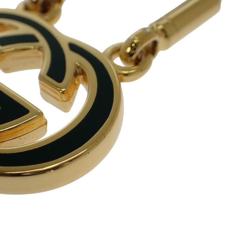 グッチ GUCCI GGキーリング オールドグッチ キーホルダー メタル ゴールド グリーン ユニセックス【中古】【ABランク】