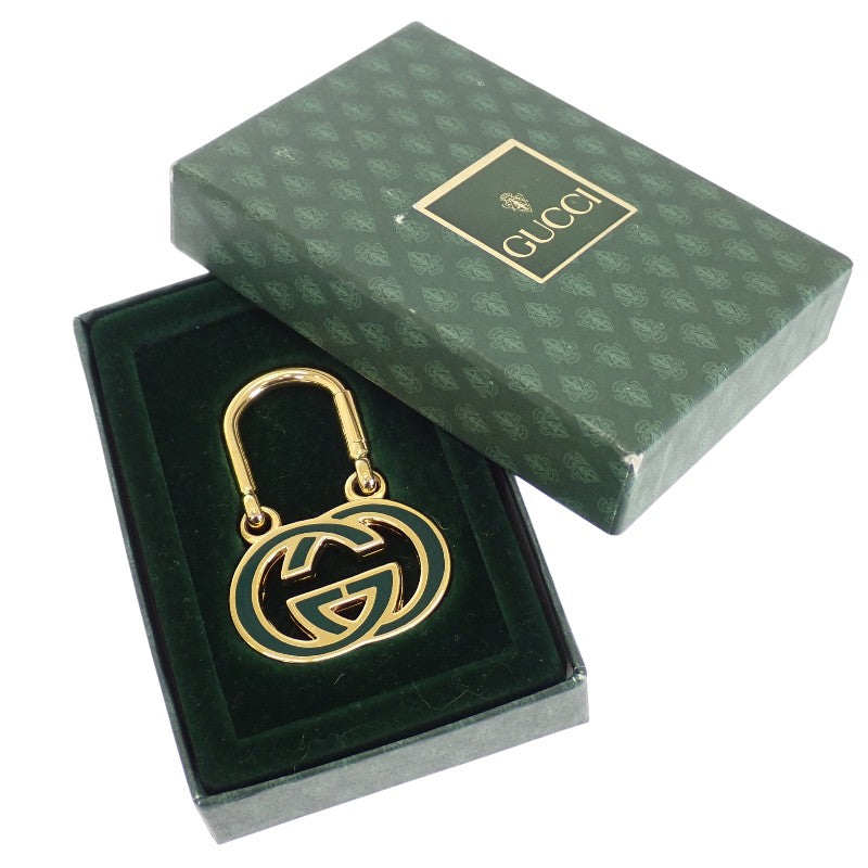 グッチ GUCCI GGキーリング オールドグッチ キーホルダー メタル ゴールド グリーン ユニセックス【中古】【ABランク】