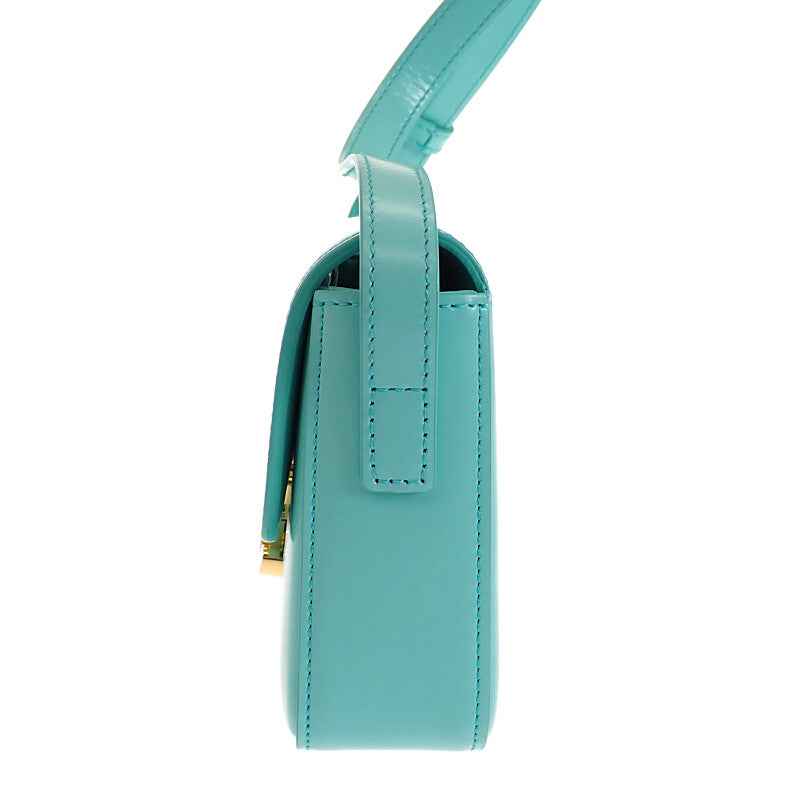 セリーヌ CELINE トリオンフ クロード 194143BF4.06TQ ショルダーバッグ カーフ ブルー ターコイズ ゴールド金具 レディース【中古】【ABランク】