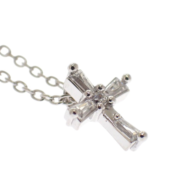スタージュエリー STAR JEWELRY クロス 十字架 ネックレス K18ホワイトゴールド ダイヤモンド レディース【中古】【Aランク】