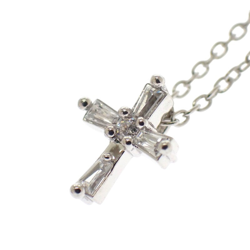 スタージュエリー STAR JEWELRY クロス 十字架 ネックレス K18ホワイトゴールド ダイヤモンド レディース【中古】【Aランク】