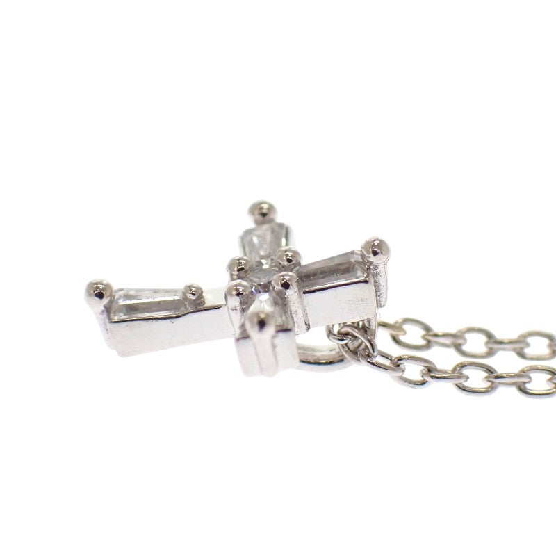 スタージュエリー STAR JEWELRY クロス 十字架 ネックレス K18ホワイトゴールド ダイヤモンド レディース【中古】【Aランク】
