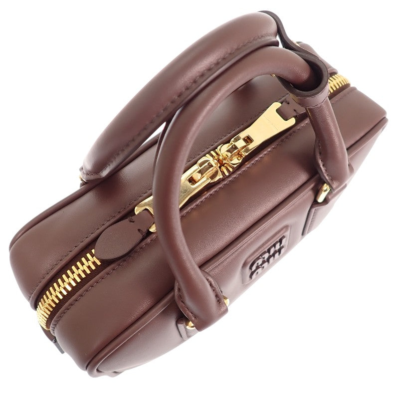 ミュウミュウ MIUMIU アルカディ レザーバッグ レギュラー 5BB142_ACR3_F0NBL_V_OON 2WAYバッグ レザー ブラウン ブライアウッド ゴールド金具 レディース【中古】【Aランク】
