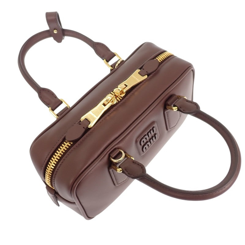 ミュウミュウ MIUMIU アルカディ レザーバッグ レギュラー 5BB142_ACR3_F0NBL_V_OON 2WAYバッグ レザー ブラウン ブライアウッド ゴールド金具 レディース【中古】【Aランク】