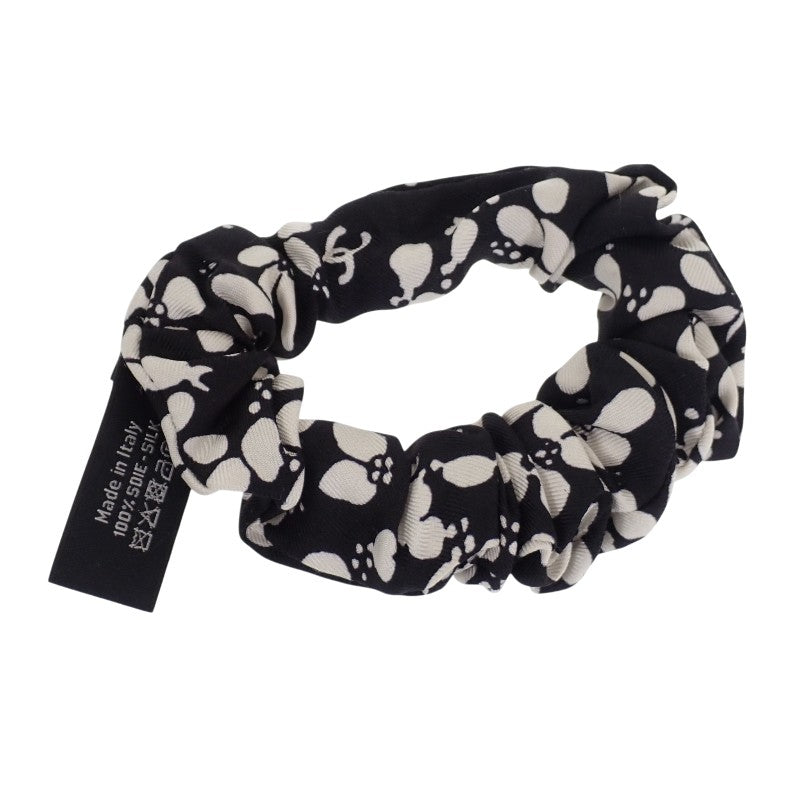 シャネル CHANEL スカーフ&シュシュ セット フラワー 22P刻印 スカーフ シルク ブラック ホワイト レディース【中古】【ABランク】