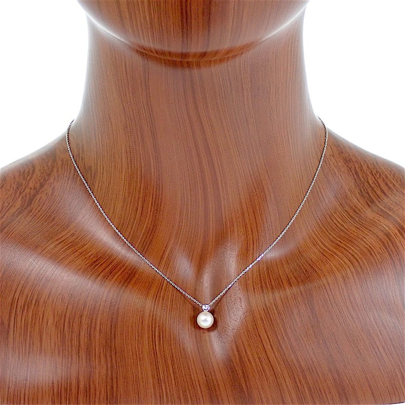 タサキ TASAKI アコヤパール ネックレス K18ホワイトゴールド アコヤ真珠 ダイヤモンド レディース【中古】【Aランク】