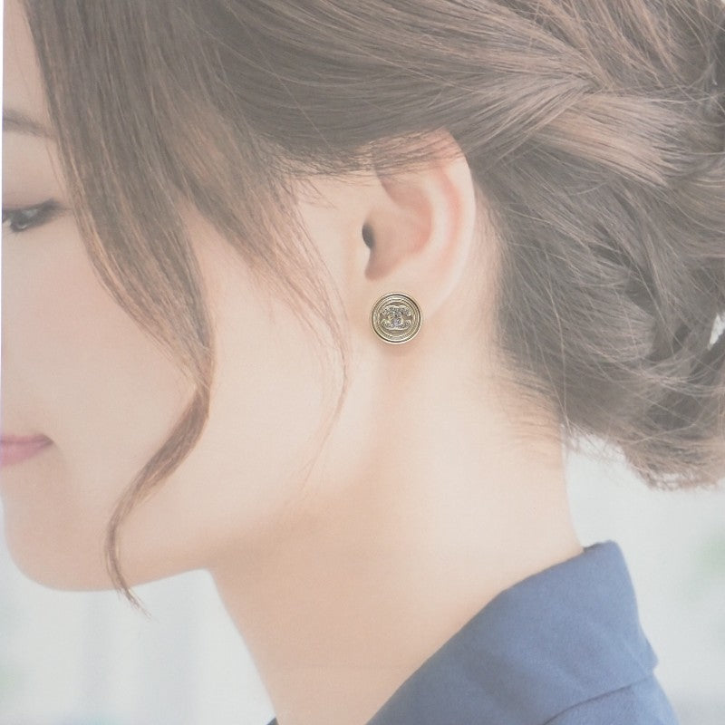 CHANEL 香奈兒 COCO Mark 圓圈耳環 金屬 水晶 金色 女款【中古】【AB級】