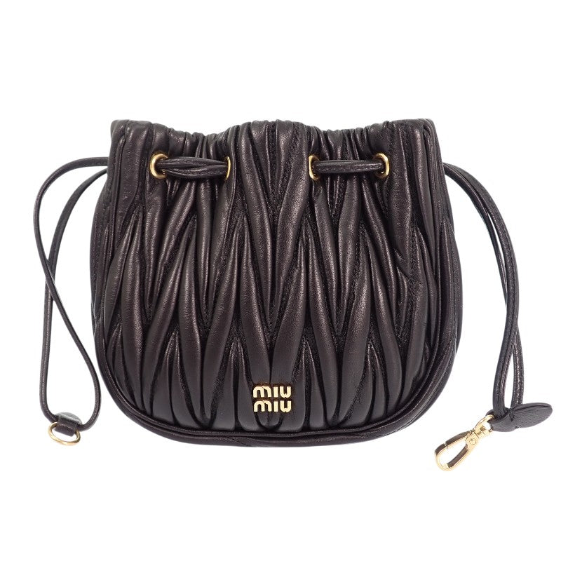 ミュウミュウ MIUMIU マテラッセ 5ND022_AFPP_F0002 ポーチ ラムスキン ブラック ゴールド金具 レディース【中古】【Aランク】