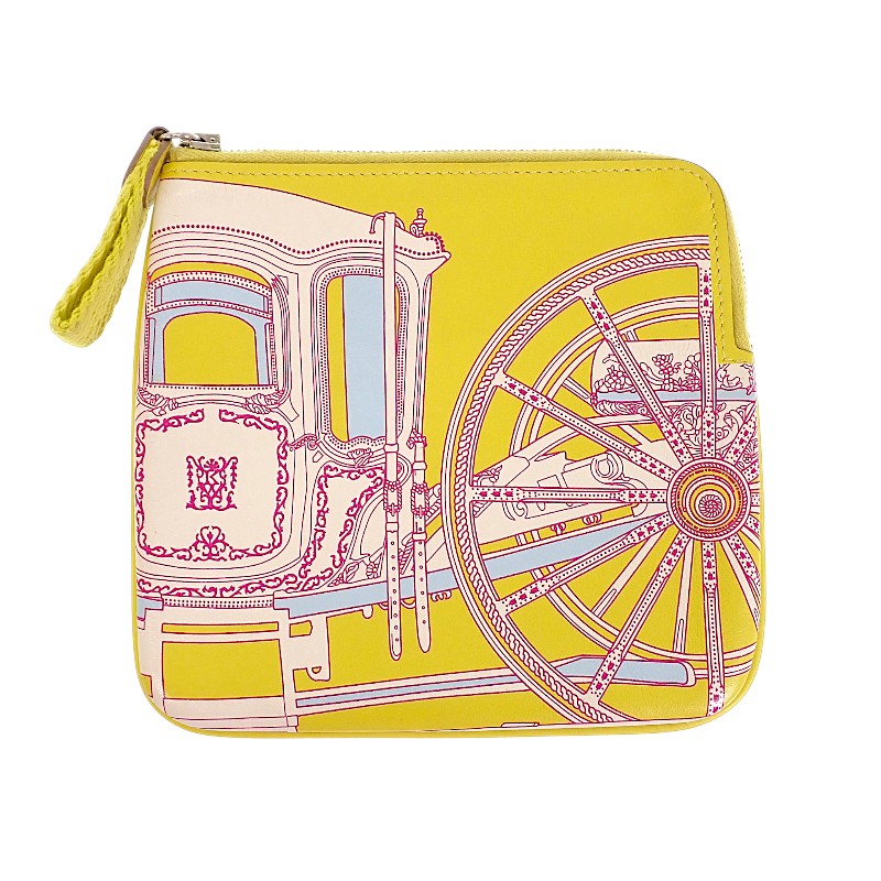 エルメス HERMES カレ ポケット Balade en Berline ポーチ ヴォースイフト イエロー レディース【中古】【ABランク】