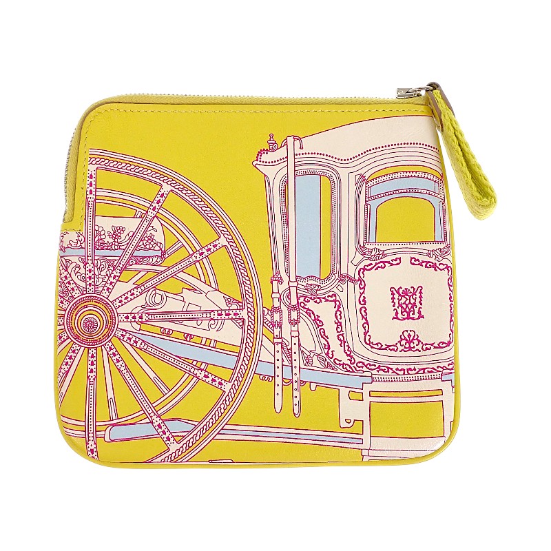 エルメス HERMES カレ ポケット Balade en Berline ポーチ ヴォースイフト イエロー レディース【中古】【ABランク】