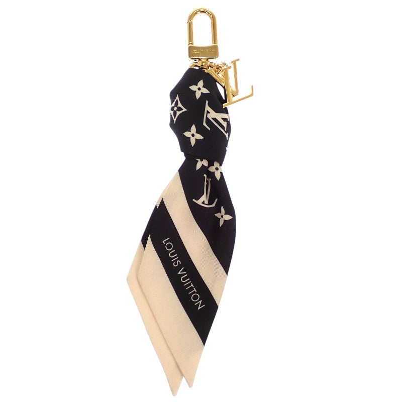 ルイヴィトン LOUIS VUITTON モノグラムシルエット M03323 バッグチャーム シルク ブラック ゴールド金具 レディース【中古】【ABランク】