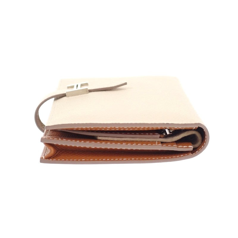 エルメス HERMES ベアンスフレヴェルソ 長財布 ヴォーエプソン ナタ ゴールド シルバー金具 レディース【中古】【Aランク】