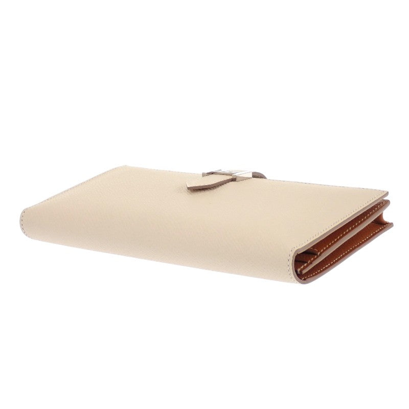 エルメス HERMES ベアンスフレヴェルソ 長財布 ヴォーエプソン ナタ ゴールド シルバー金具 レディース【中古】【Aランク】