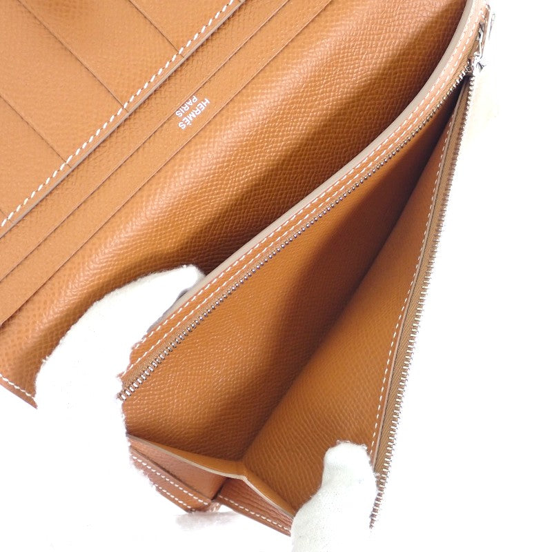 エルメス HERMES ベアンスフレヴェルソ 長財布 ヴォーエプソン ナタ ゴールド シルバー金具 レディース【中古】【Aランク】