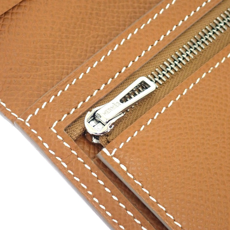 エルメス HERMES ベアンスフレヴェルソ 長財布 ヴォーエプソン ナタ ゴールド シルバー金具 レディース【中古】【Aランク】