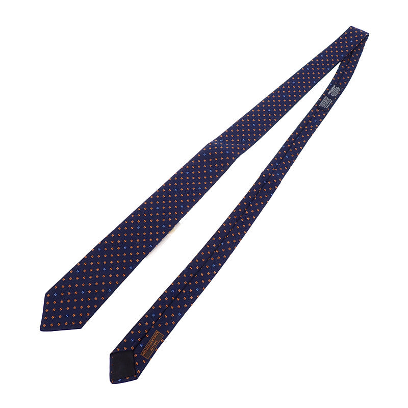 エルメス HERMES Hトノー H336111T 02 ネクタイ シルク コットン ネイビー メンズ【中古】【SAランク】