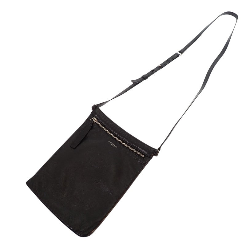 サンローラン SAINT LAURENT クロスボディバッグ 581697_1GE0E_1000 ショルダーバッグ レザー ブラック シルバー金具 メンズ レディース ユニセックス【中古】【ABランク】