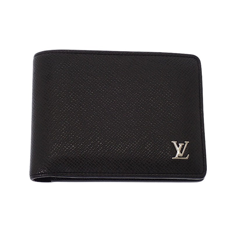 ルイヴィトン LOUIS VUITTON ポルトフォイユ・ミュルティプル M30295 二つ折り財布 タイガ ブラック シルバー金具 メンズ【中古】【ABランク】