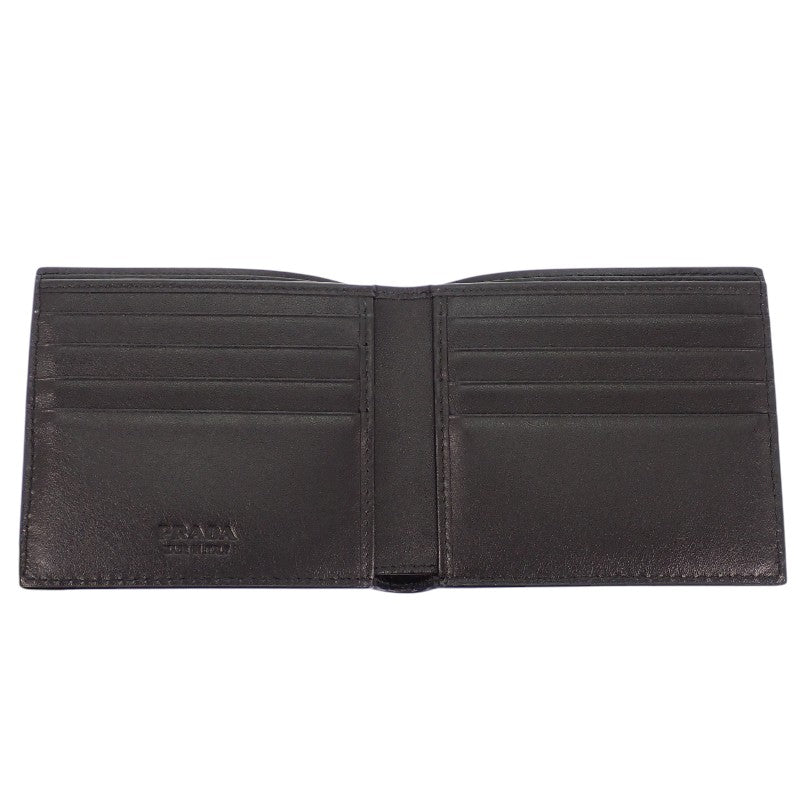 プラダ PRADA ヴィッテロダイノレザー 財布 2MO513_2E54_F0002 二つ折り財布 レザー ブラック シルバー金具 メンズ【中古】【ABランク】