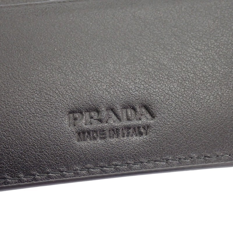 プラダ PRADA ヴィッテロダイノレザー 財布 2MO513_2E54_F0002 二つ折り財布 レザー ブラック シルバー金具 メンズ【中古】【ABランク】