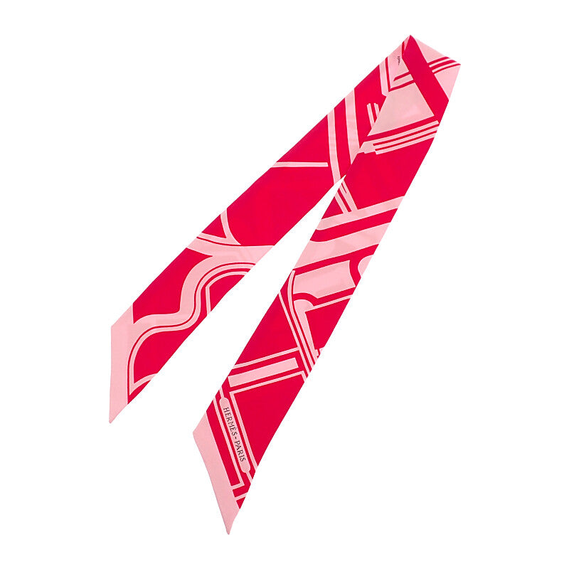 エルメス HERMES ツイリー クーペ タトゥー アージュ スカーフ シルク ローズヴィフ ローズペール レディース【中古】【ABランク】