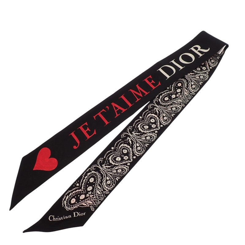 ディオール Dior ミッツァ アムールコレクション スカーフ シルク ブラック レディース【中古】【ABランク】