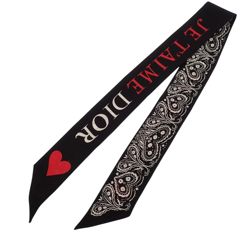 Dior Mitzah Amour Collection Scarf Silk Black Women's【Used】【AB Rank】