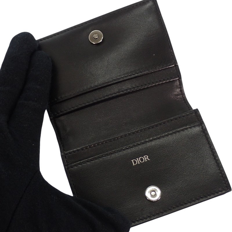 ディオール Dior ビジネスカードホルダー 2ESCH178YSE_H03E カードケース カーフ レザー ブラック メンズ レディース【中古】【ABランク】