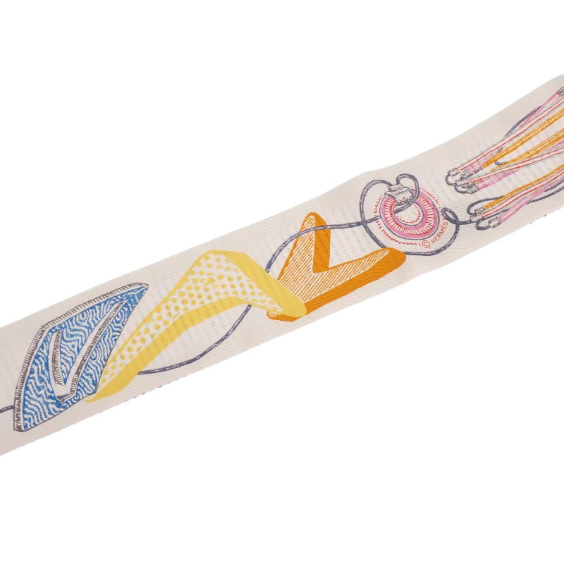 エルメス HERMES ツイリー ポワンティエ シュヴァロスコープ ネオン H853954S04 スカーフ シルク ホワイト ローズ ヴェール レディース【中古】【ABランク】