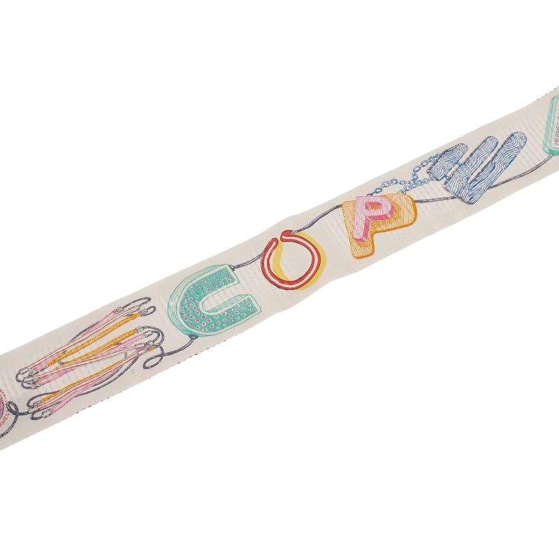 エルメス HERMES ツイリー ポワンティエ シュヴァロスコープ ネオン H853954S04 スカーフ シルク ホワイト ローズ ヴェール レディース【中古】【ABランク】