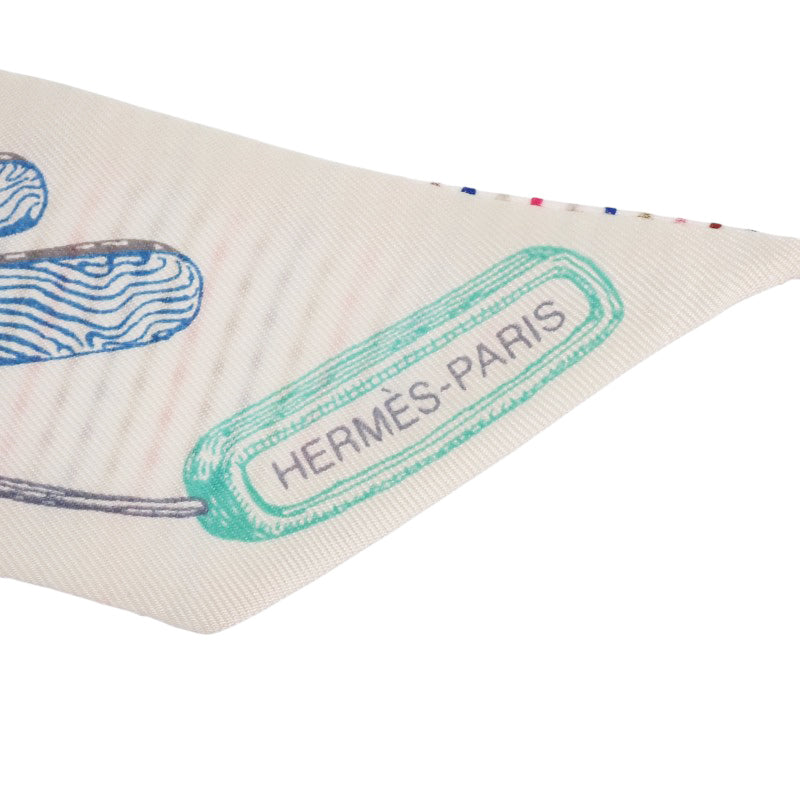 エルメス HERMES ツイリー ポワンティエ シュヴァロスコープ ネオン H853954S04 スカーフ シルク ホワイト ローズ ヴェール レディース【中古】【ABランク】