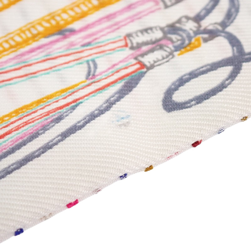 エルメス HERMES ツイリー ポワンティエ シュヴァロスコープ ネオン H853954S04 スカーフ シルク ホワイト ローズ ヴェール レディース【中古】【ABランク】