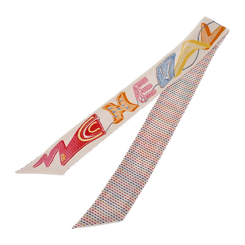 エルメス HERMES ツイリー ポワンティエ シュヴァロスコープ ネオン H853954S 04 スカーフ シルク ホワイト ローズ ヴェール レディース【中古】【ABランク】