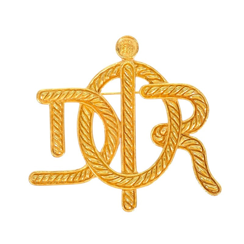 【商談中/対象者以外注文不可】クリスチャンディオール Christian Dior エムブレム ロゴ ヴィンテージ ブローチ メタル ゴールド レディース【中古】【Bランク】