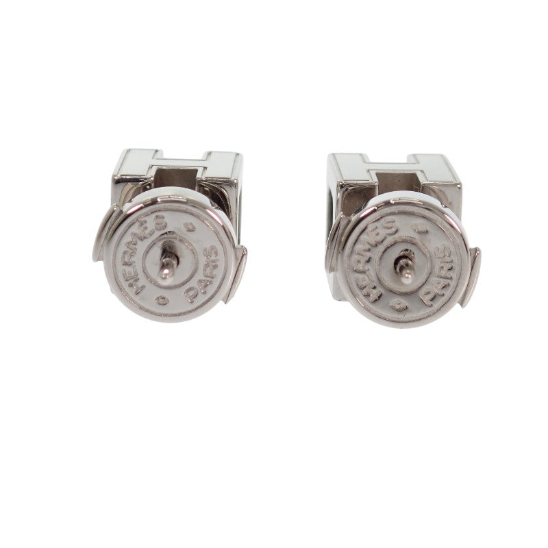 エルメス HERMES カージュドアッシュ Hキューブ ピアス メタル ブルー シルバー金具 レディース【中古】【ABランク】