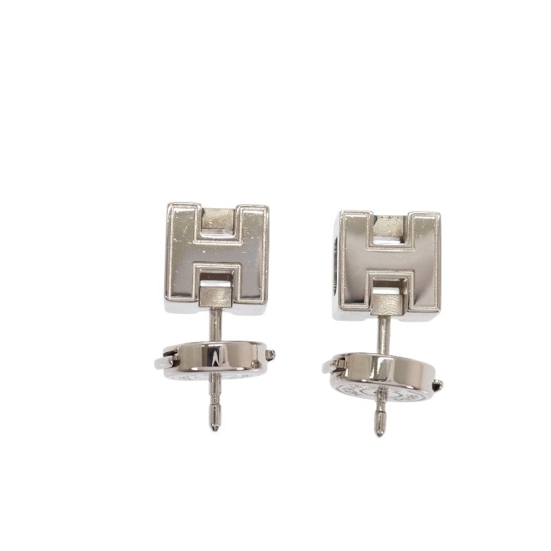エルメス HERMES カージュドアッシュ Hキューブ ピアス メタル ブルー シルバー金具 レディース【中古】【ABランク】