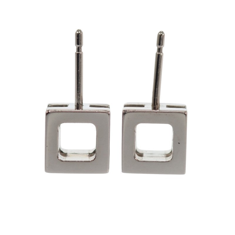 エルメス HERMES カージュドアッシュ Hキューブ ピアス メタル ブルー シルバー金具 レディース【中古】【ABランク】