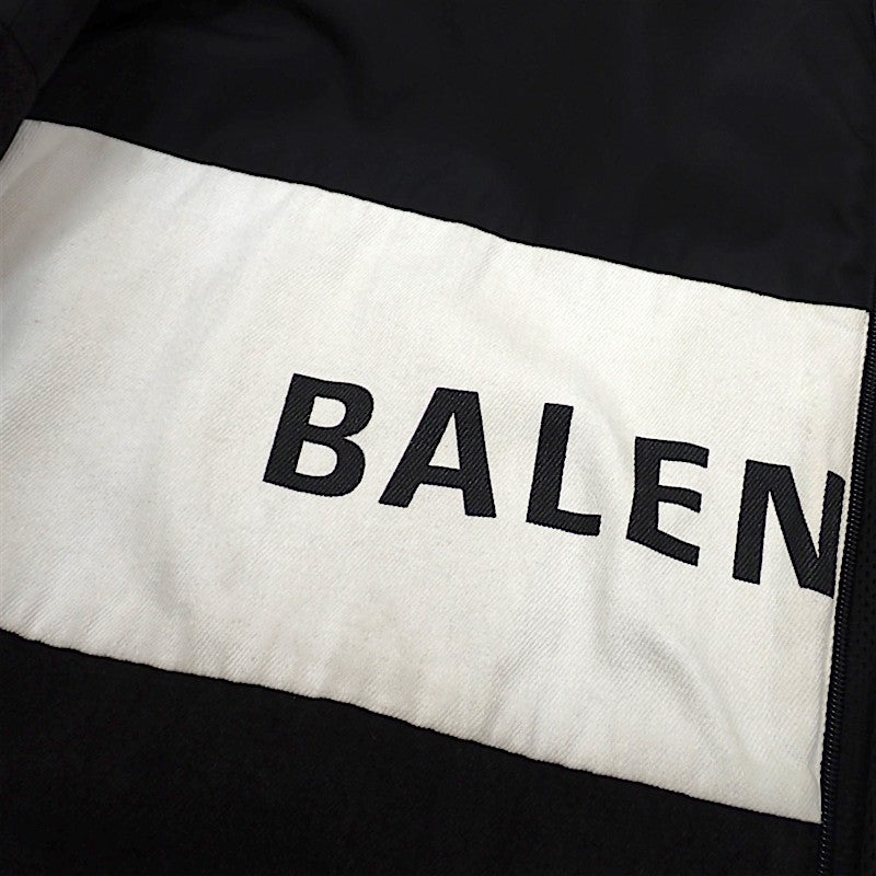バレンシアガ BALENCIAGA ロゴプリント デニム切替 ポプリンシャツブルゾン 36 529213 TB003 1000 ナイロンジャケット コットン ナイロン ブラック メンズ【中古】【Bランク】