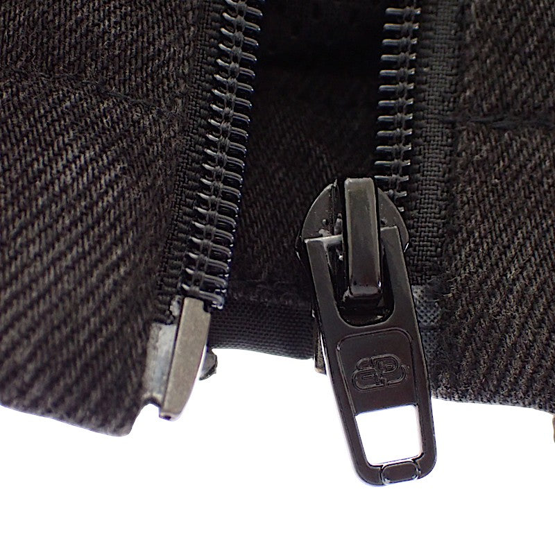 バレンシアガ BALENCIAGA ロゴプリント デニム切替 ポプリンシャツブルゾン 36 529213 TB003 1000 ナイロンジャケット コットン ナイロン ブラック メンズ【中古】【Bランク】