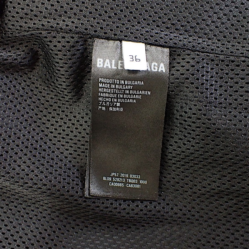 バレンシアガ BALENCIAGA ロゴプリント デニム切替 ポプリンシャツブルゾン 36 529213 TB003 1000 ナイロンジャケット コットン ナイロン ブラック メンズ【中古】【Bランク】