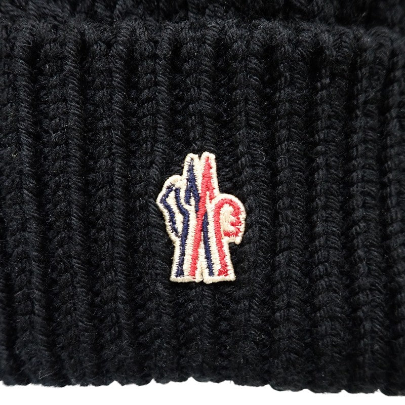 モンクレール MONCLER ボンボン付きビーニー F20983B70001_0402A ニットキャップ ウール フォックス ブラック メンズ レディース【中古】【ABランク】