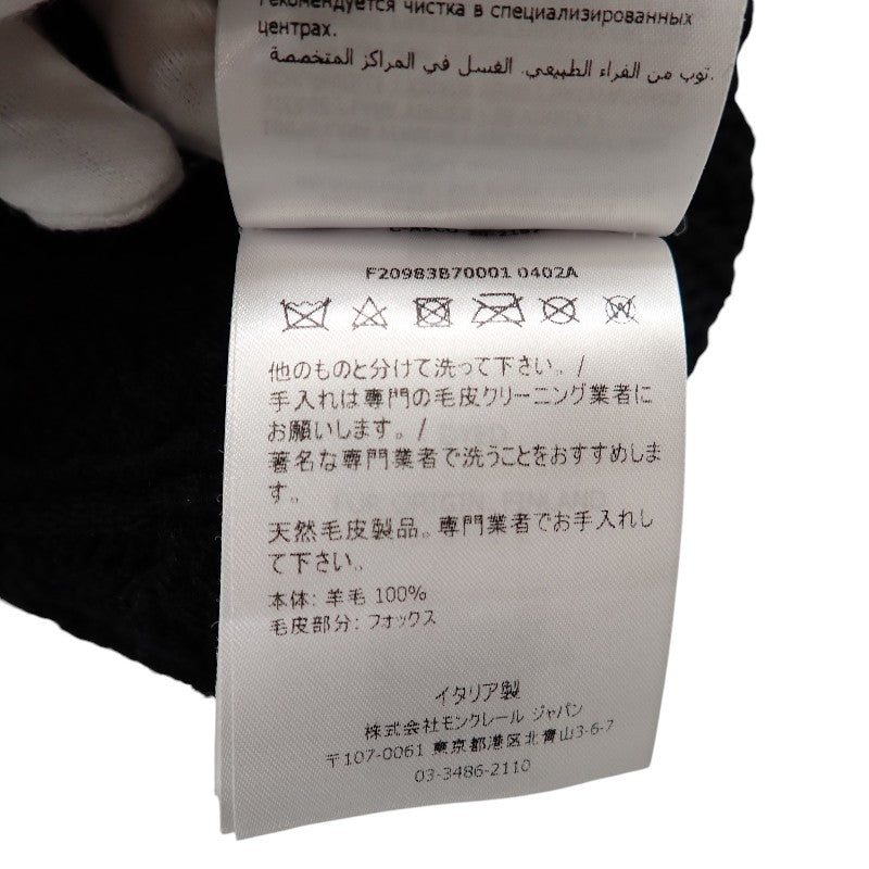 モンクレール MONCLER ボンボン付きビーニー F20983B70001_0402A ニットキャップ ウール フォックス ブラック メンズ レディース【中古】【ABランク】