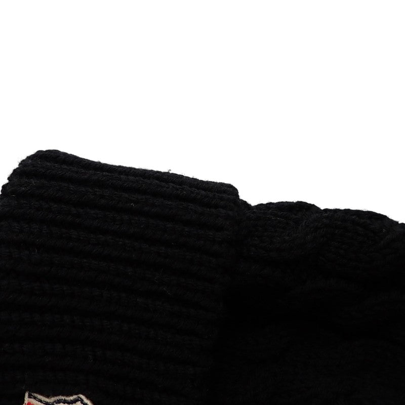 モンクレール MONCLER ボンボン付きビーニー F20983B70001_0402A ニットキャップ ウール フォックス ブラック メンズ レディース【中古】【ABランク】