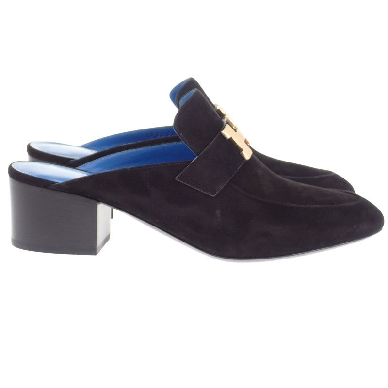 エルメス HERMES パラディ ミュール 36 ミュール スウェード ブラック ブルー ゴールド金具 レディース【中古】【Aランク】