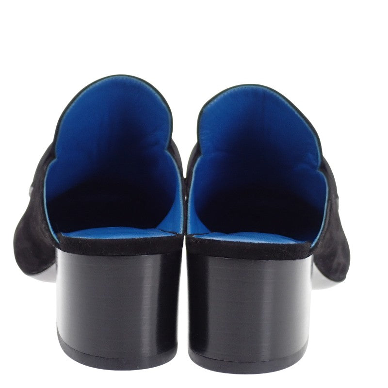 エルメス HERMES パラディ ミュール 36 ミュール スウェード ブラック ブルー ゴールド金具 レディース【中古】【Aランク】