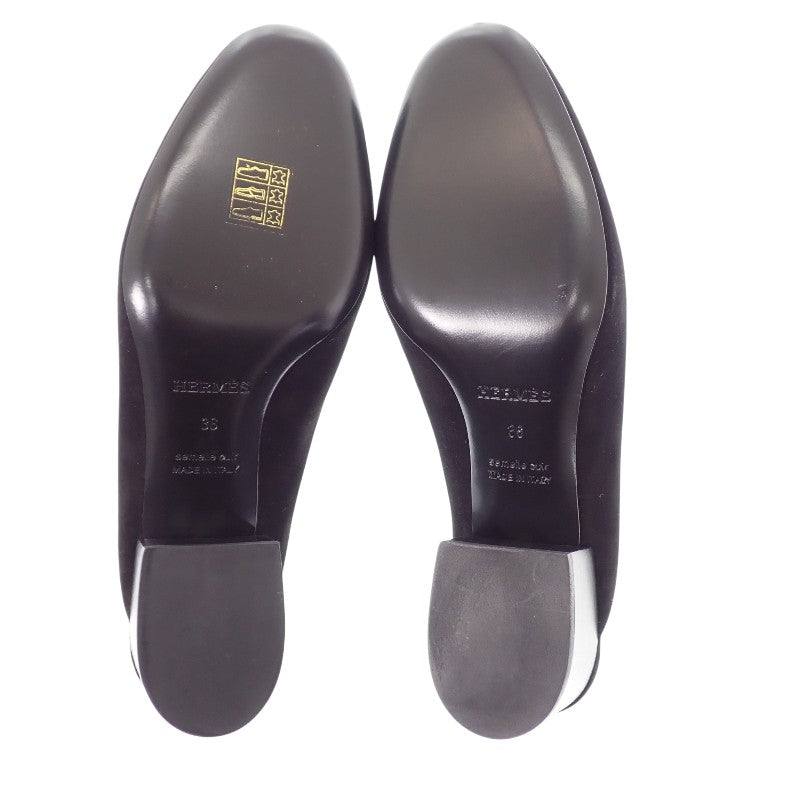 エルメス HERMES パラディ ミュール 36 ミュール スウェード ブラック ブルー ゴールド金具 レディース【中古】【Aランク】