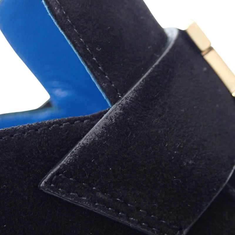 エルメス HERMES パラディ ミュール 36 ミュール スウェード ブラック ブルー ゴールド金具 レディース【中古】【Aランク】