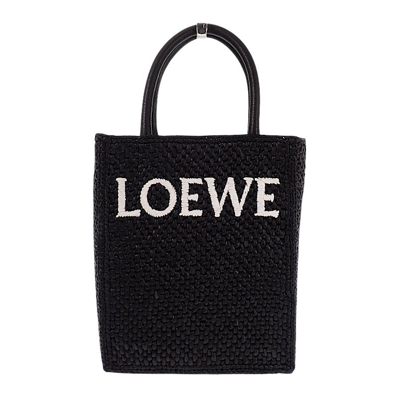 ロエベ LOEWE スタンダード A5 トート A563S30X09 2WAYバッグ ラフィア レザー ブラック ゴールド金具 レディース【中古】【Aランク】