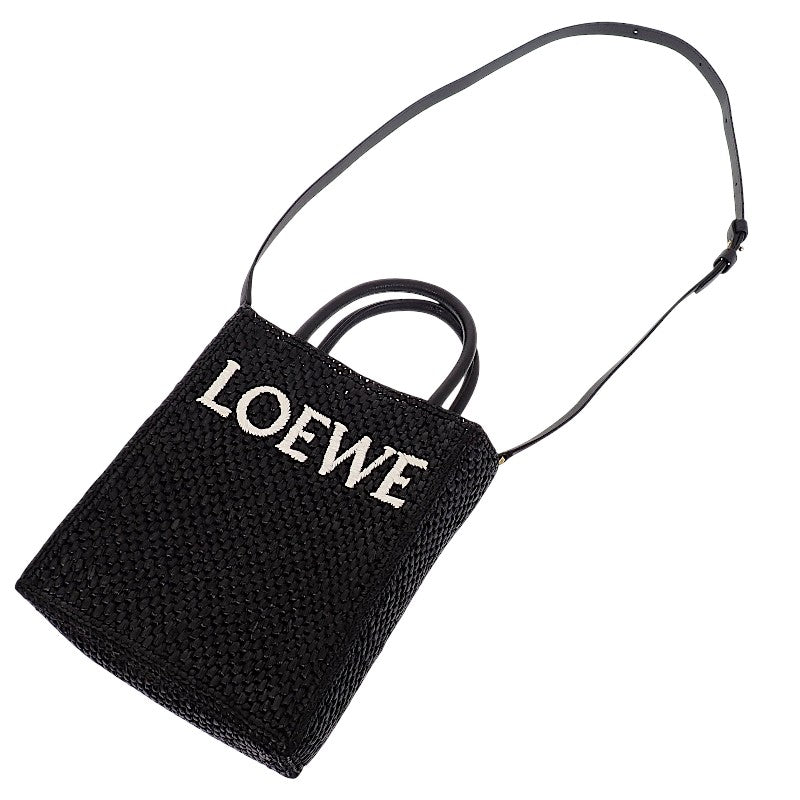 ロエベ LOEWE スタンダード A5 トート A563S30X09 2WAYバッグ ラフィア レザー ブラック ゴールド金具 レディース【中古】【Aランク】